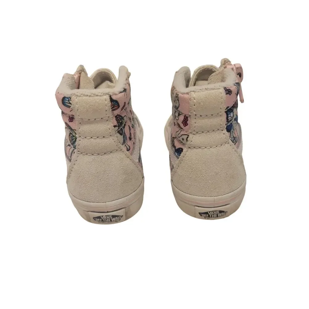 Girls Vans High Top Zip Up Sneakers Elephant Print Sz 7